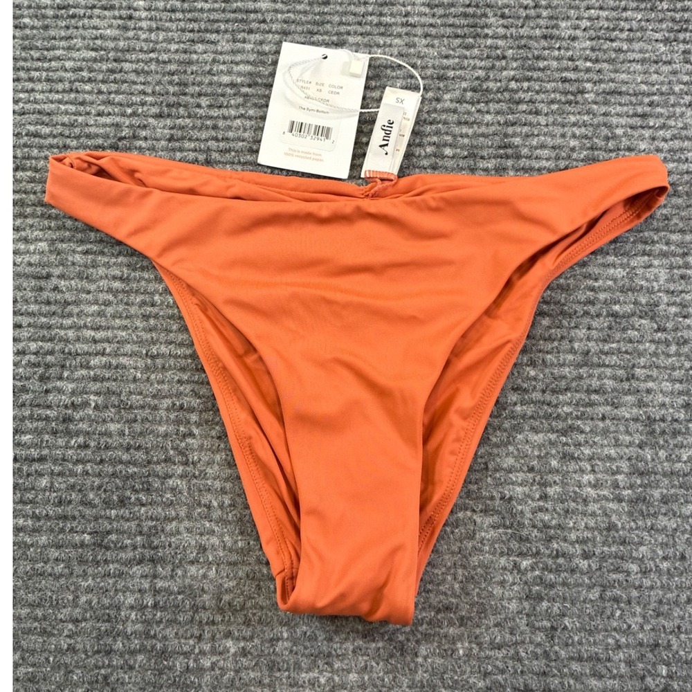 Andie Swim The Symi Bottom Cedar Orange Ruched Back Bikini XS Boho AB431-CEDR